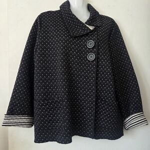 Habitat Stylish Black Quilted Jacket with Button Detail